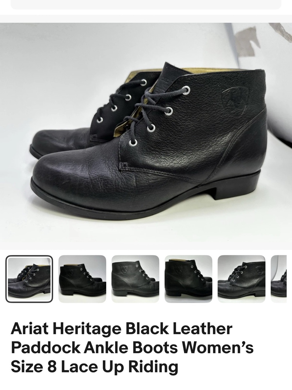 Ariat Black Leather Chukka Riding Boots - women’s 8